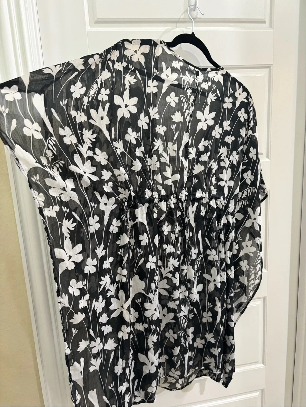 Black Sheer Floral Tunic Cover-Up size large